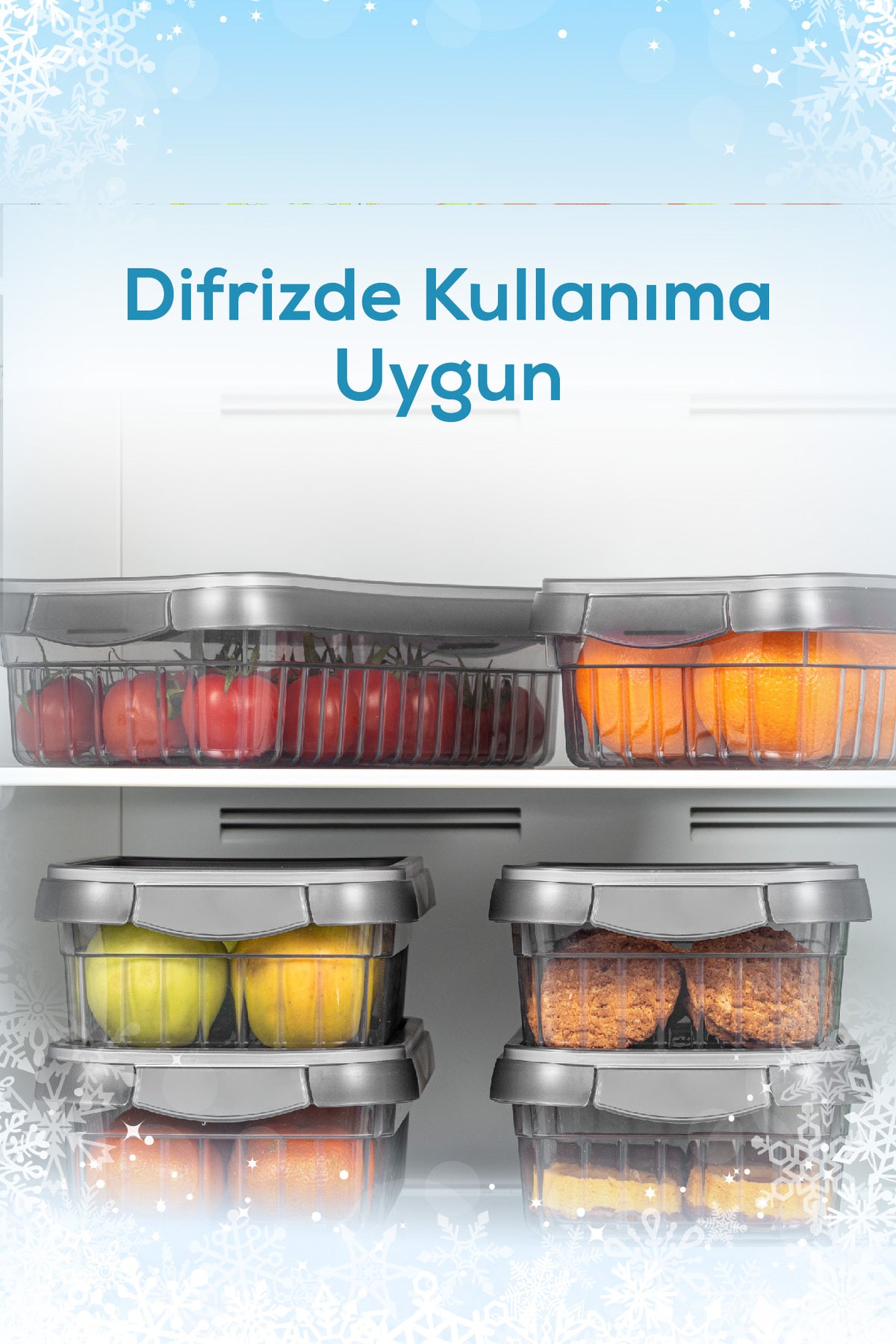 6'lı Kendinden Çizgili Kilitli Kapaklı Saklama Kabı Seti 2 Litre