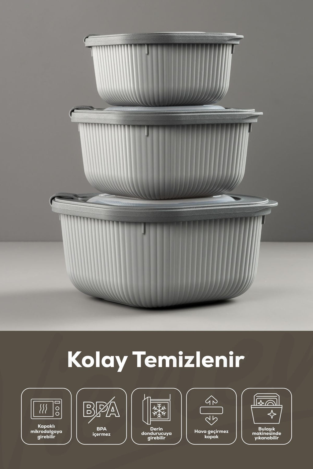12'li 4x(600-1100-1800 ML) Mikrodalga Ve Difrize Uygun Vip Kapaklı Özel Saklama Kabı Seti Renkli