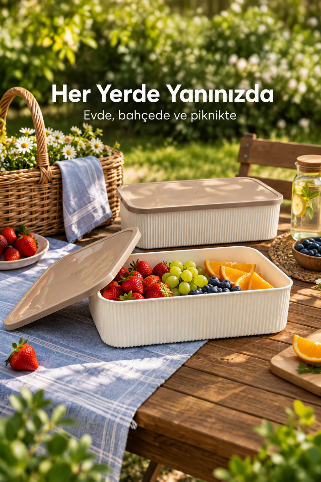 2'li 5500 ml Dikdörtgen Saklama Kabı Seti Mutfak ve Buzdolabı Düzenleyici