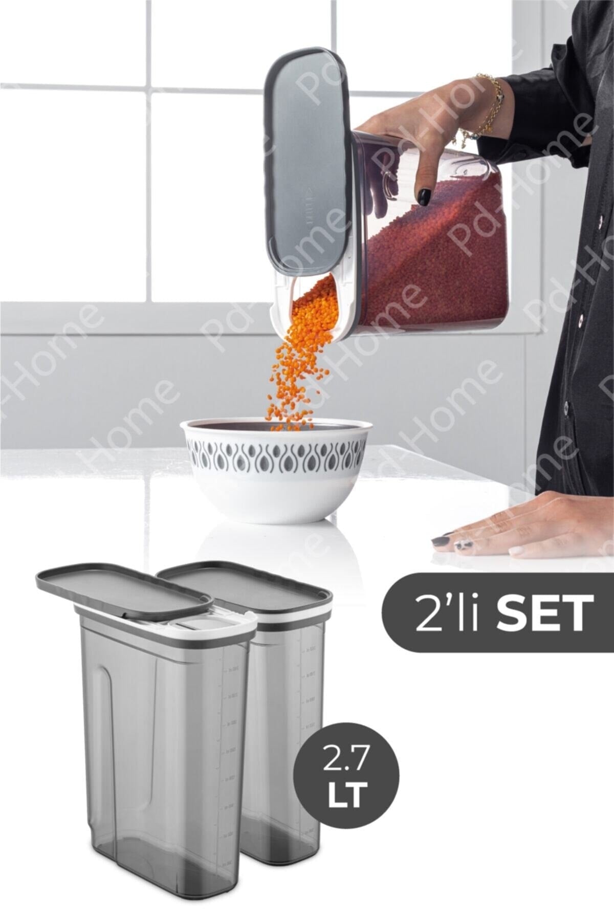 Foly 2'li Sürgülü Kapaklı Erzak Saklama Kabı 2.7 Litre