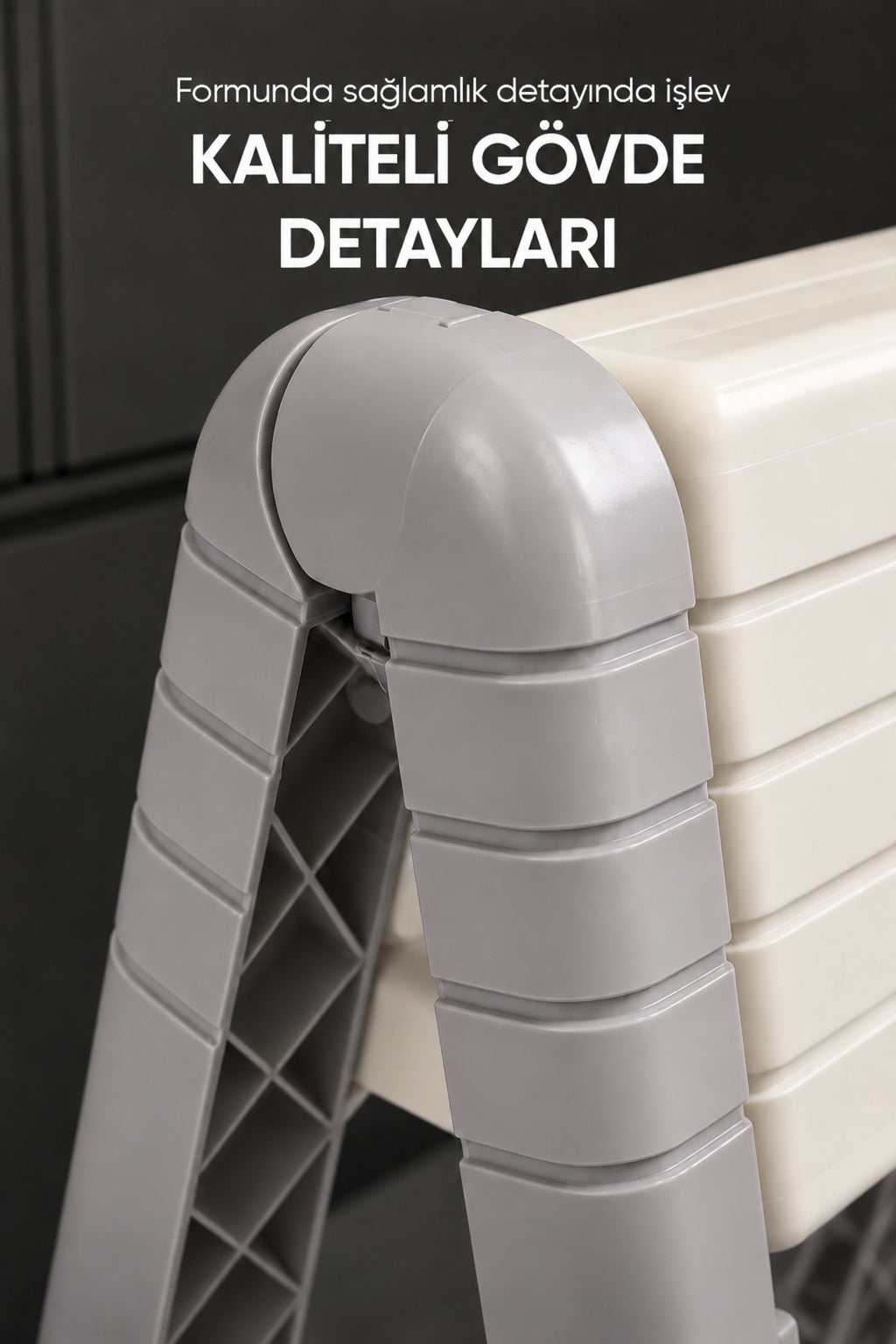 Katlanabilir Basamak Tabure 2 Basamaklı Plastik Merdiven Mutfak Kiler Banyo İçin Kompakt Ev Tipi