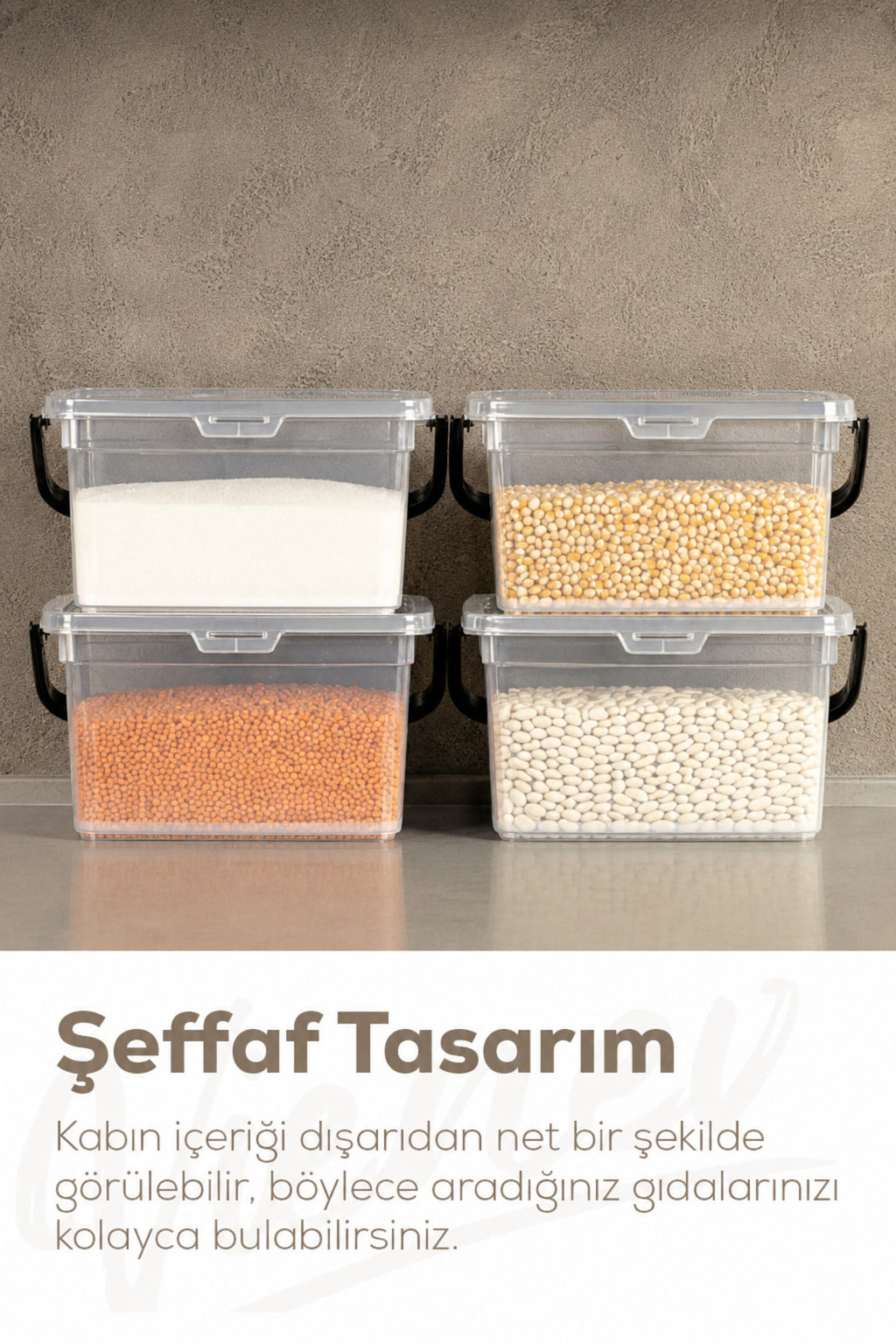4'lü 4 Litre Beyaz Etiketli Toz Tablet Deterjan Saklama Kabı - Deterjan Kutusu Beyaz