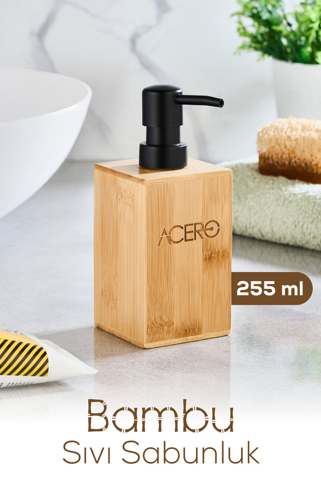 Uzun Kare Bambu Sıvı Sabunluk 255 ml