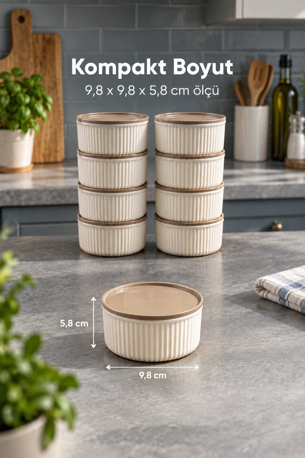 10'lu 325 ml Yuvarlak Saklama Kabı Seti Mutfak ve Buzdolabı Düzenleyici