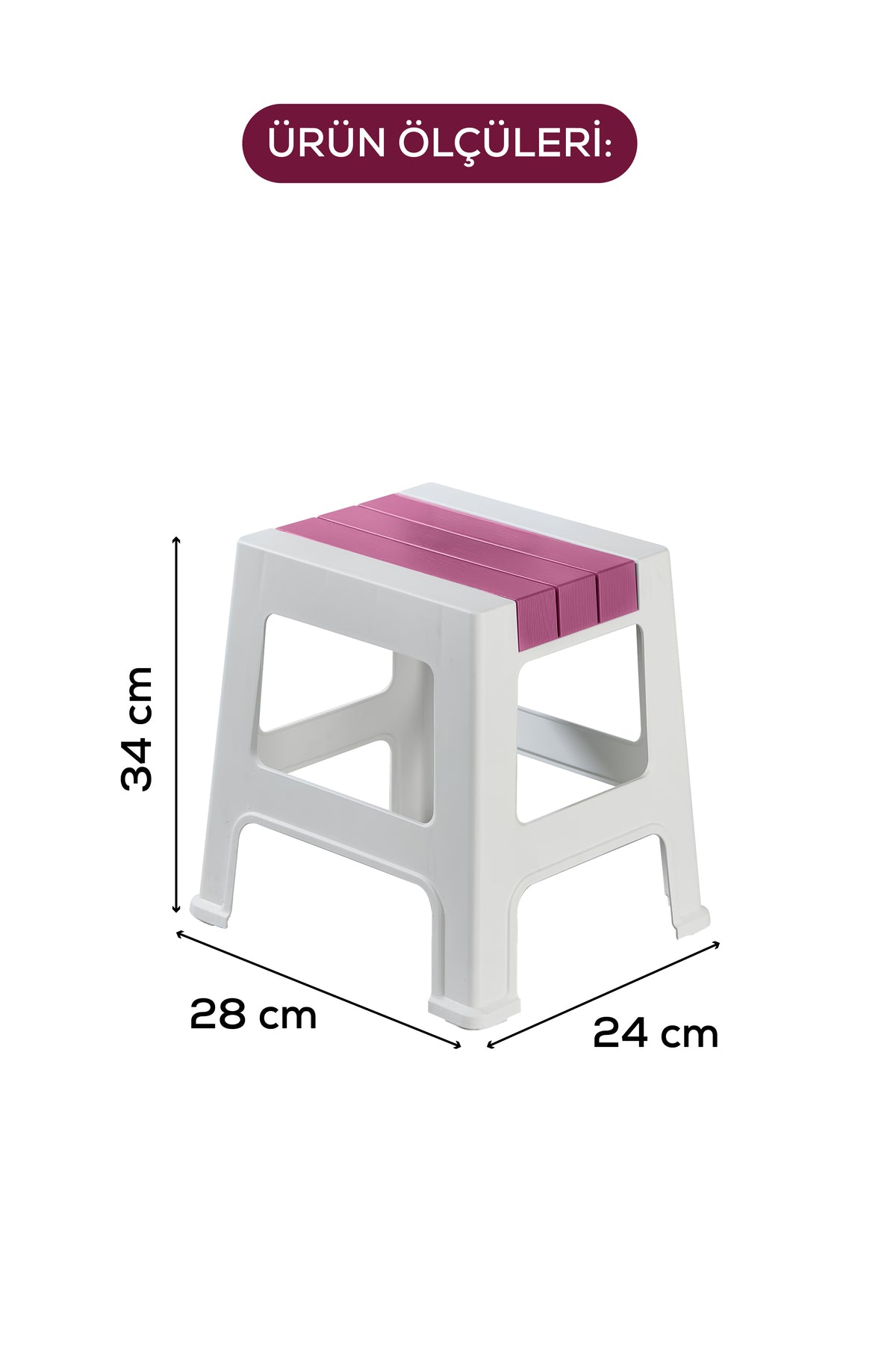 Plastik Küçük Tabure Pembe