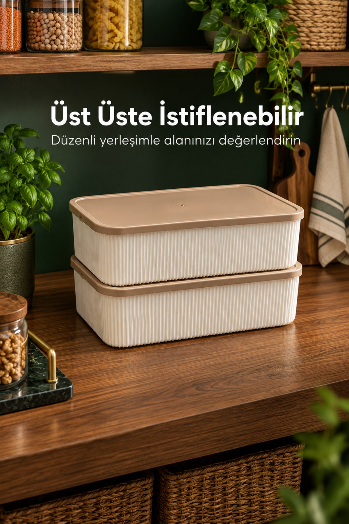2'li 5500 ml Dikdörtgen Saklama Kabı Seti Mutfak ve Buzdolabı Düzenleyici