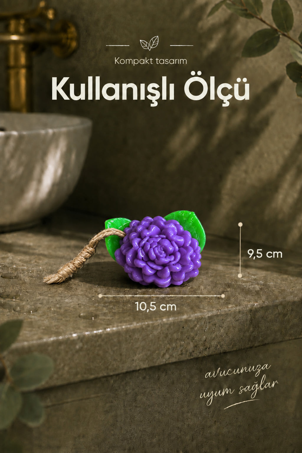 Mor Yasemin Şekilli Katı Sabun 10,5x9,5 cm Asılabilir Dekoratif Banyo El Sabun