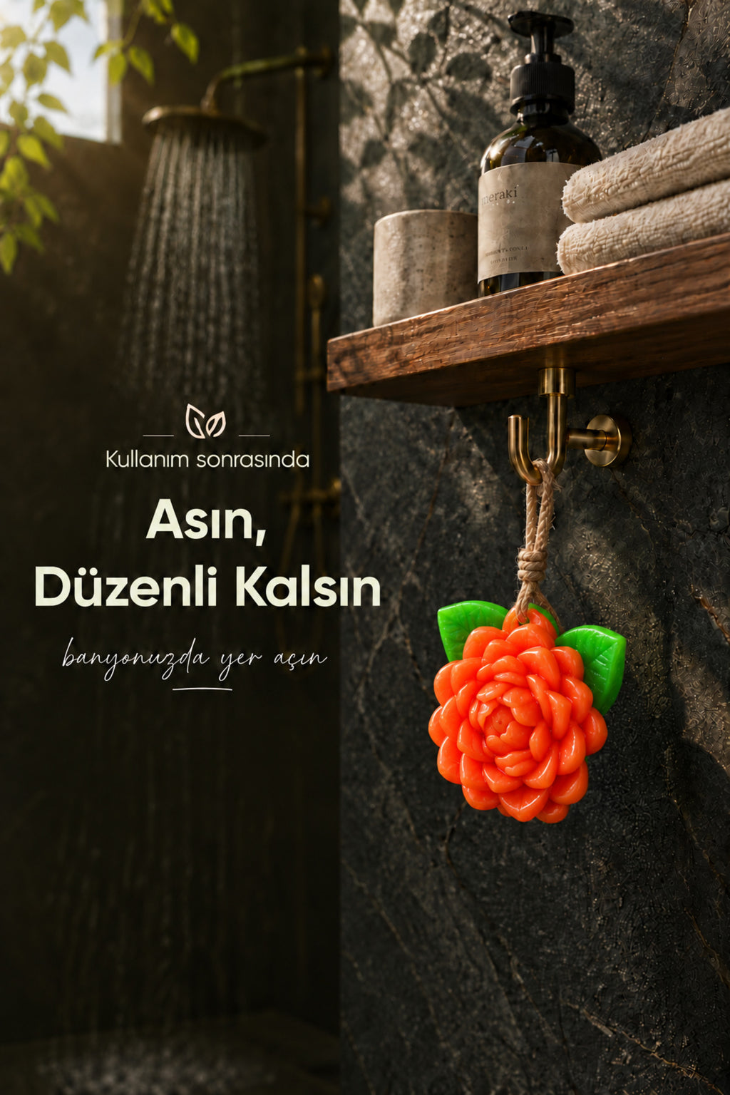 Turuncu Yasemin Şekilli Katı Sabun 10,5x9,5 cm Asılabilir Dekoratif Banyo El Sabun