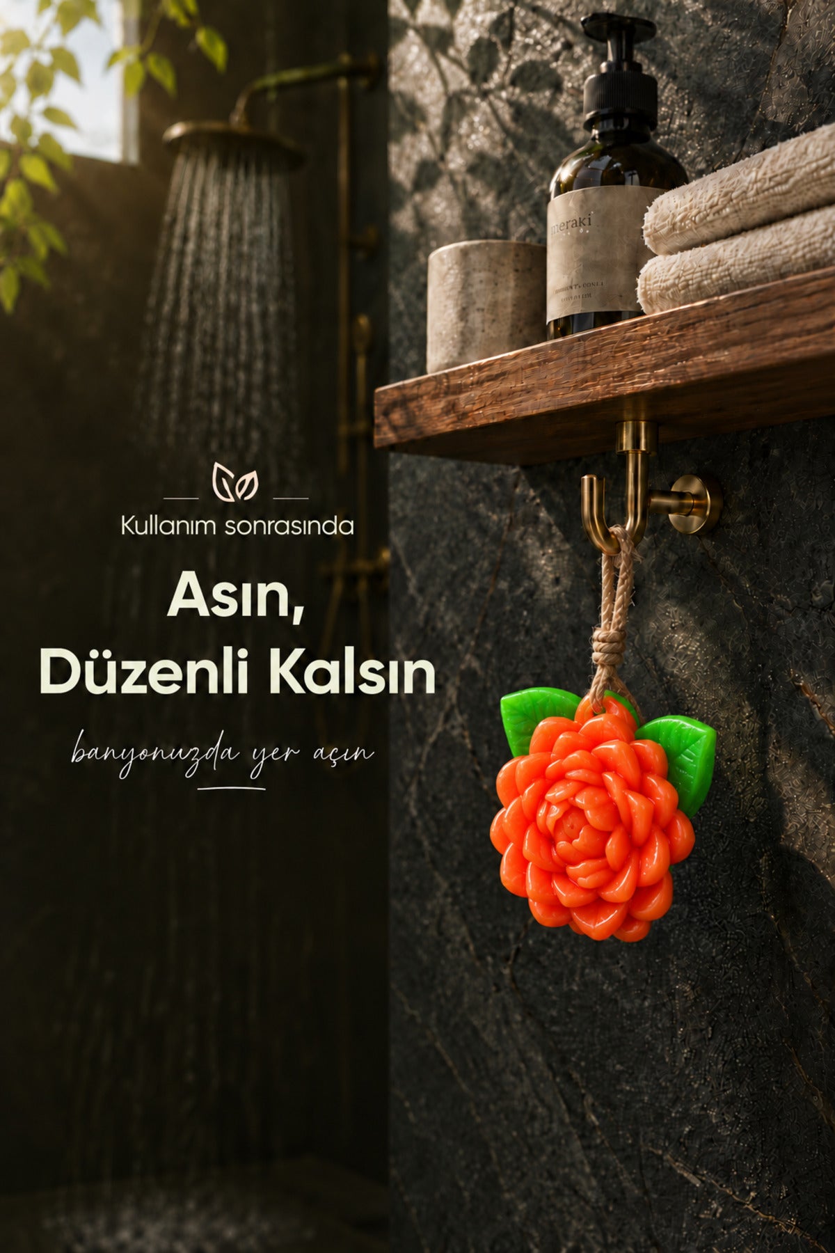 Turuncu Yasemin Şekilli Katı Sabun 10,5x9,5 cm Asılabilir Dekoratif Banyo El Sabun