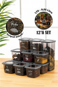Serigrafi Etiketli 12li Foly Kare Erzak Saklama Kabı 9x(0,55 Litre) 3x(1,75 Litre) Antrasit