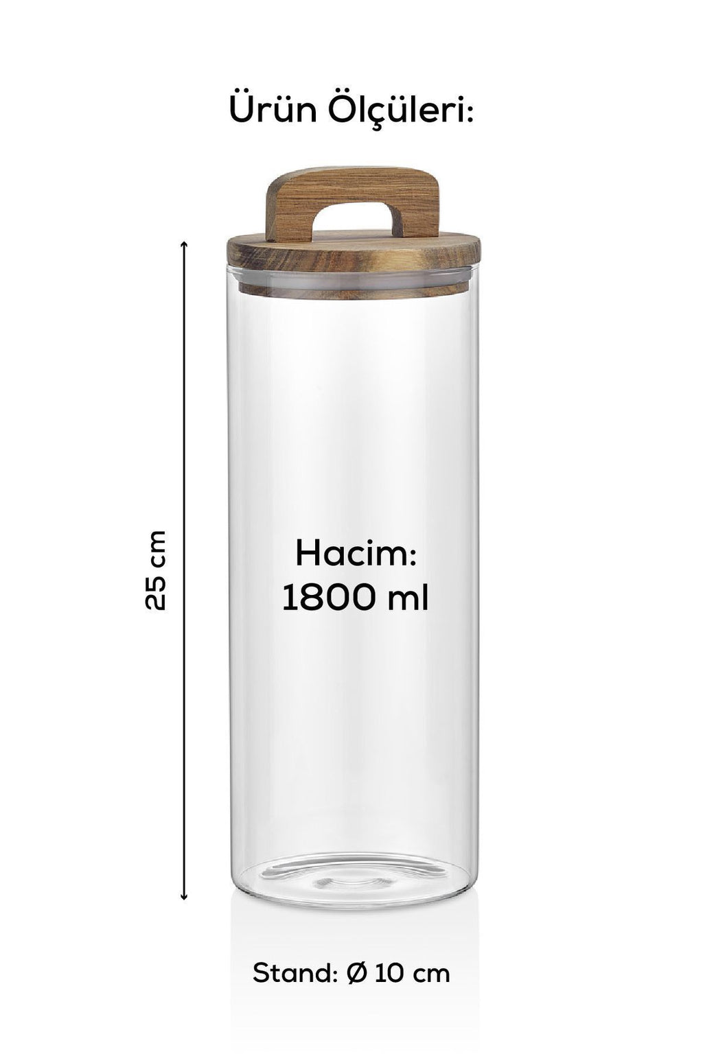 3'lü 1800 ml Ahşap Kapaklı Tutacaklı Kavanoz