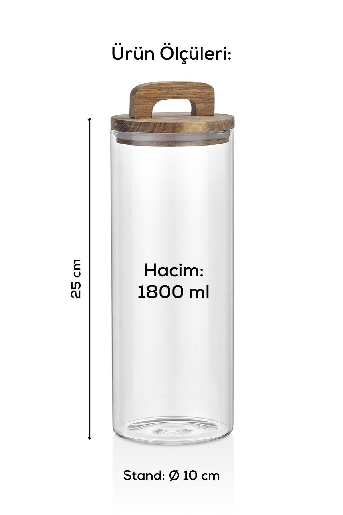 3'lü 1800 ml Ahşap Kapaklı Tutacaklı Kavanoz
