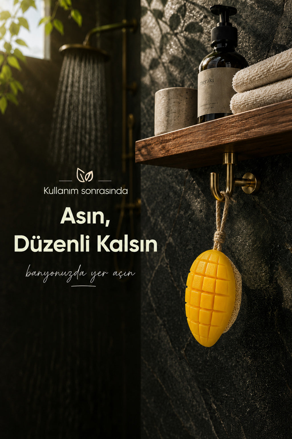 Mango Şekilli Lifli Katı Sabun 11,5x7x4,2 cm Peeling Etkili Asılabilir Dekoratif Banyo El Sabunu