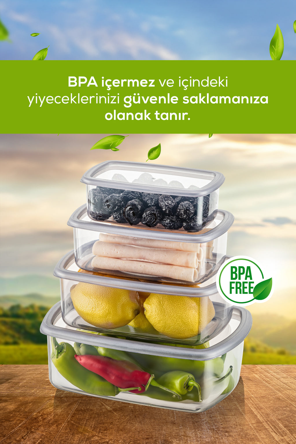 8'li Hava Geçirmez Saklama Kabı Seti Antrasit 2x(250-500-750-1200 ML)