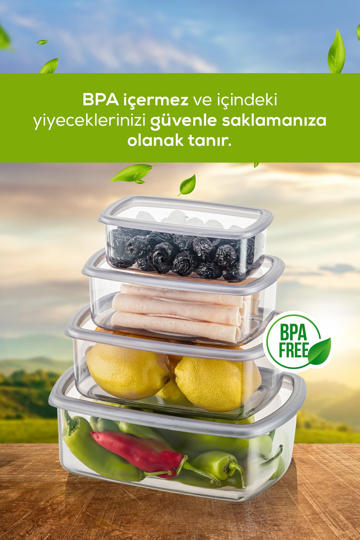 8'li Hava Geçirmez Saklama Kabı Seti Antrasit 2x(250-500-750-1200 ML)