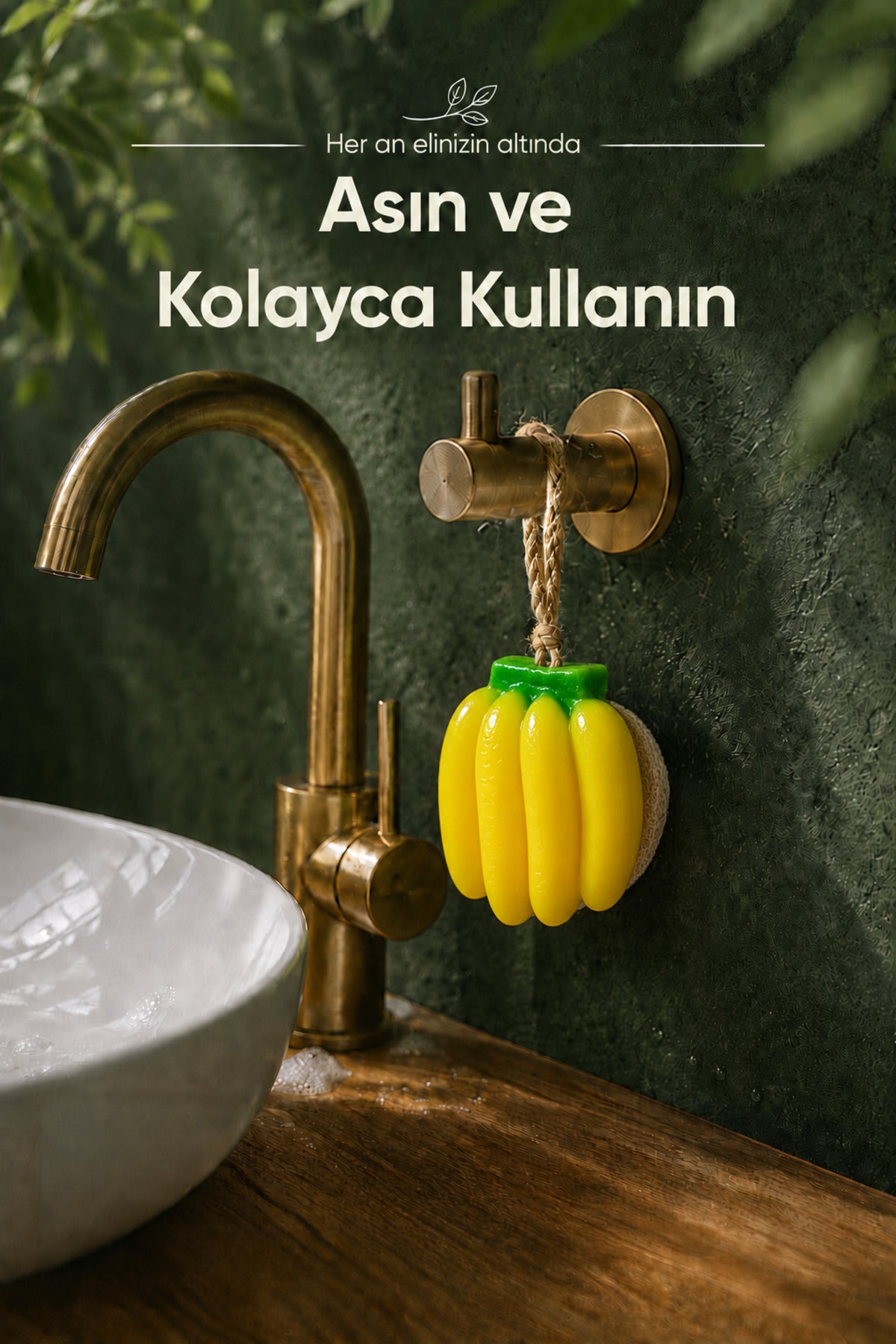 Muz Şekilli Lifli Katı Sabun 8x7,5x5 cm Peeling Etkili Asılabilir Dekoratif Banyo El Sabunu