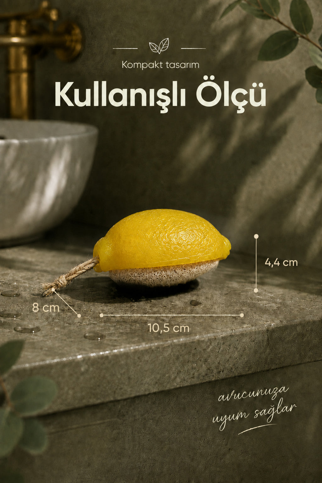 Sarı Limon Şekilli Lifli Katı Sabun 10,5x8x4,4 cm Peeling Etkili Asılabilir Dekoratif Banyo El Sabunu