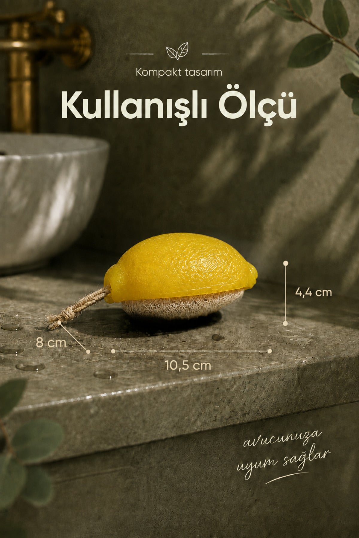 Sarı Limon Şekilli Lifli Katı Sabun 10,5x8x4,4 cm Peeling Etkili Asılabilir Dekoratif Banyo El Sabunu