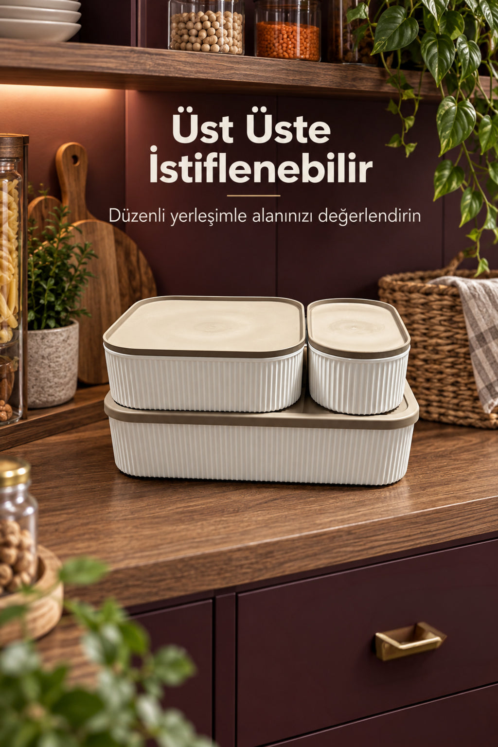 3'lü 1100 ml 2400 ml 5500 ml Saklama Kabı Seti Mutfak ve Buzdolabı Düzenleyici