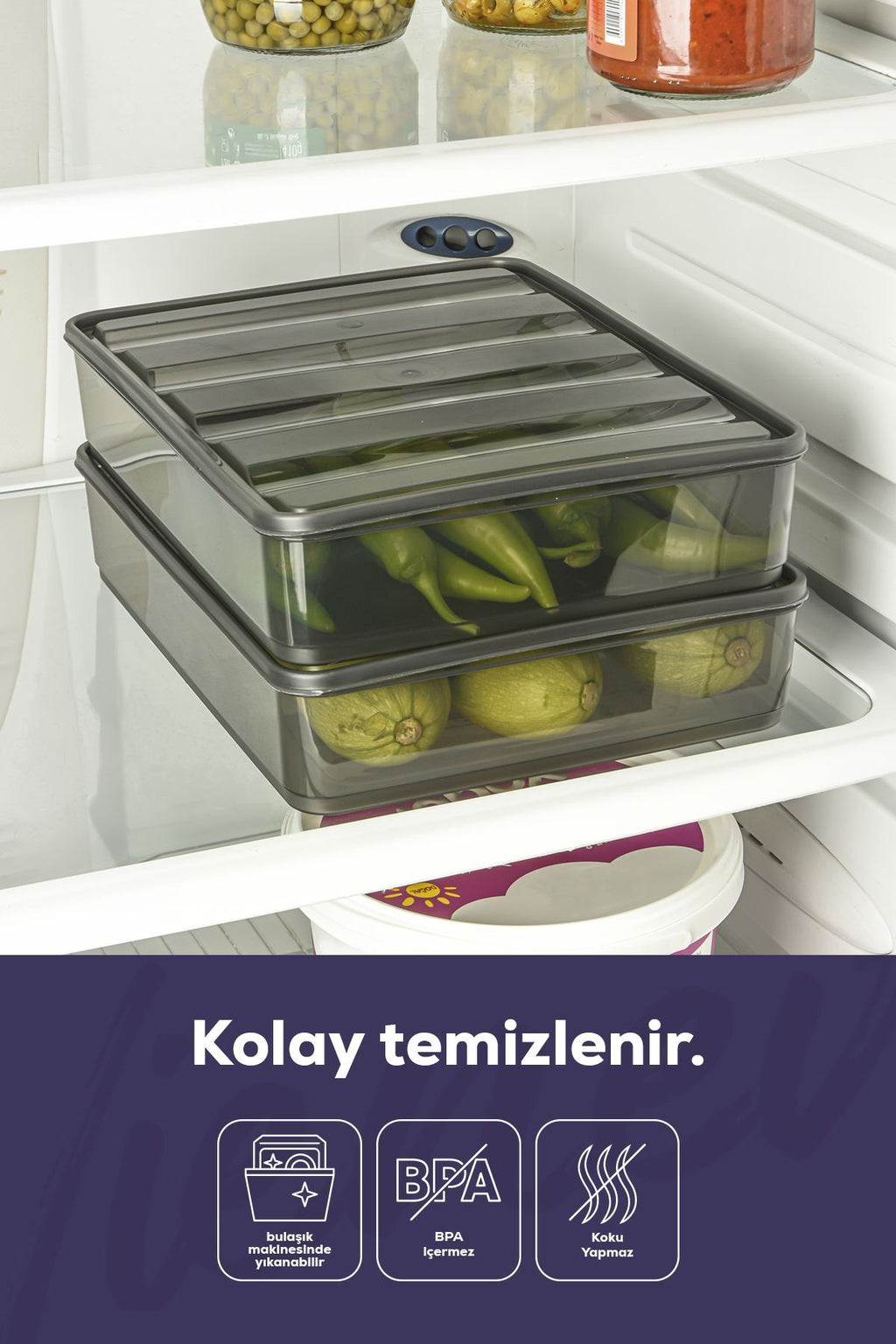 2li Bella Buzdolabı Düzenleyici Saklama Kabı Büyük Boy