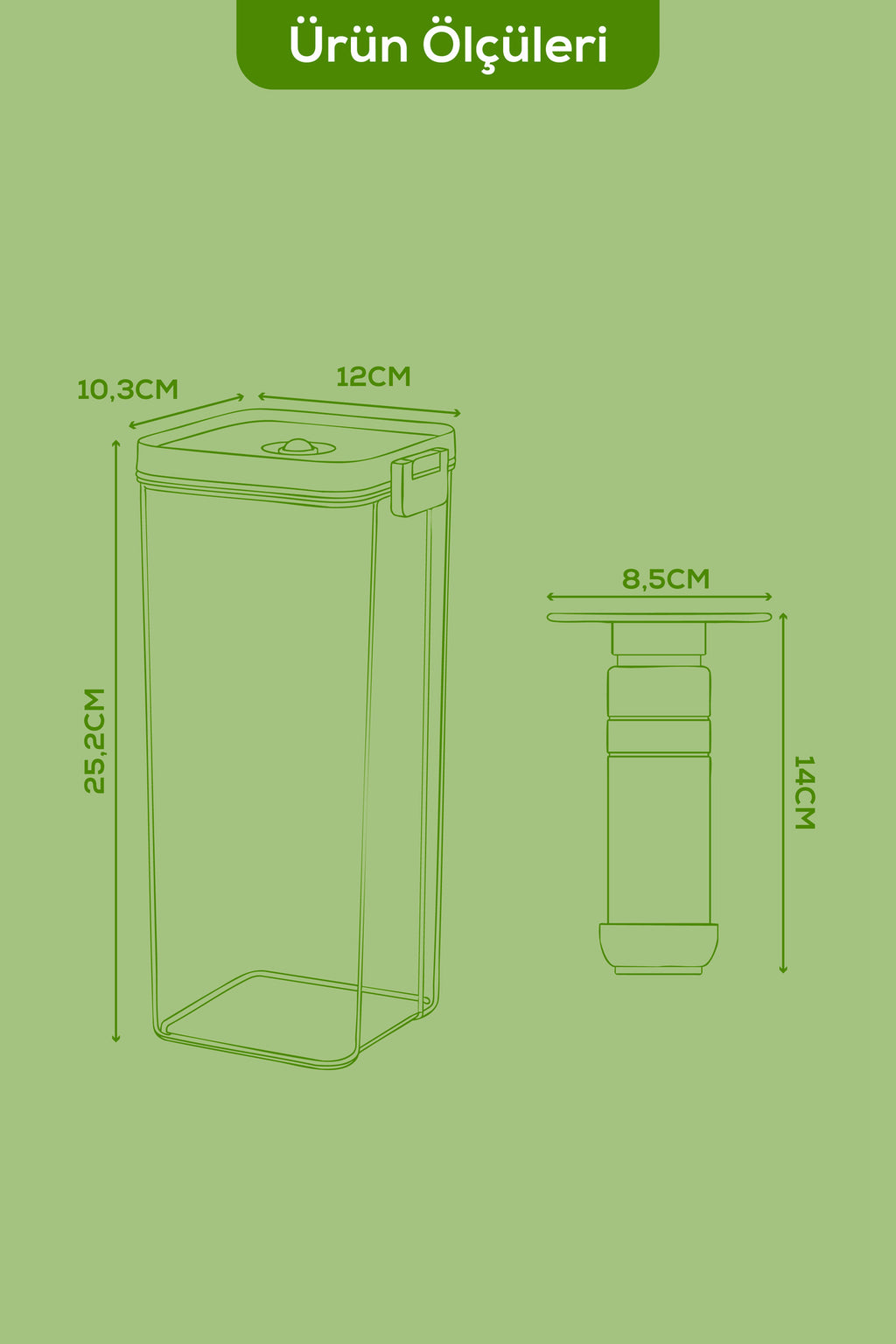 4'lü Vakumlu Saklama Kabı Seti | 3x 2 Litre Kap + Manuel Pompa
