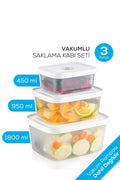 VacuumFresh 3 Parça Vakumlu Gıda Saklama Kabı Seti