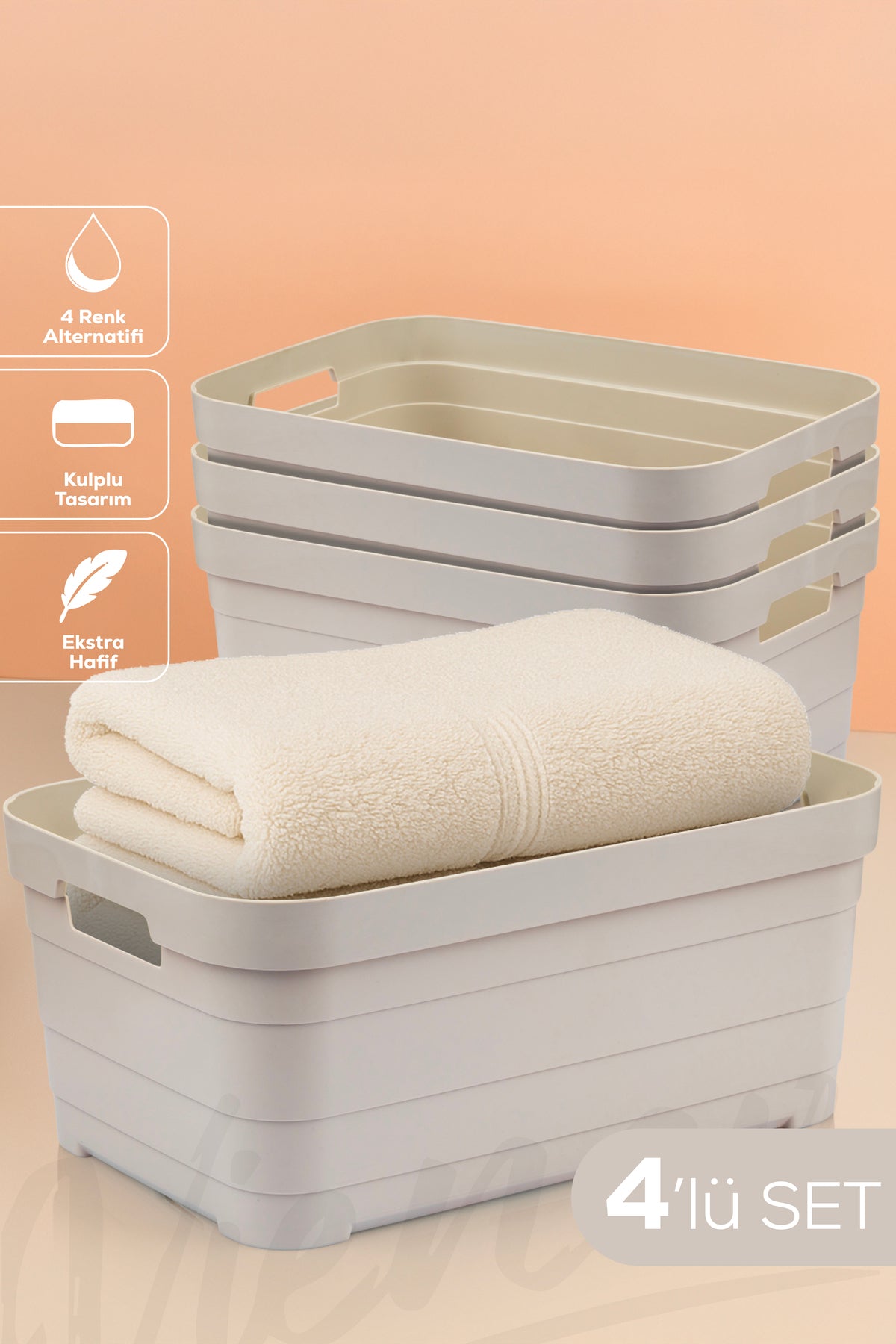4'lü 10,8 Litre Saklama Kutusu Bej