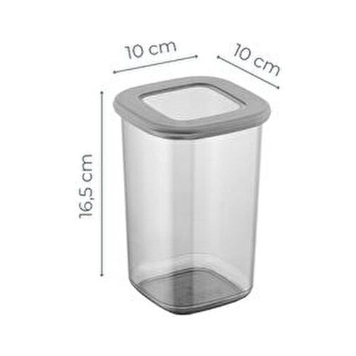 Etiketli Kare Erzak Saklama Kabı 6'lı Set Orta Boy 1,2 Litre Antrasit