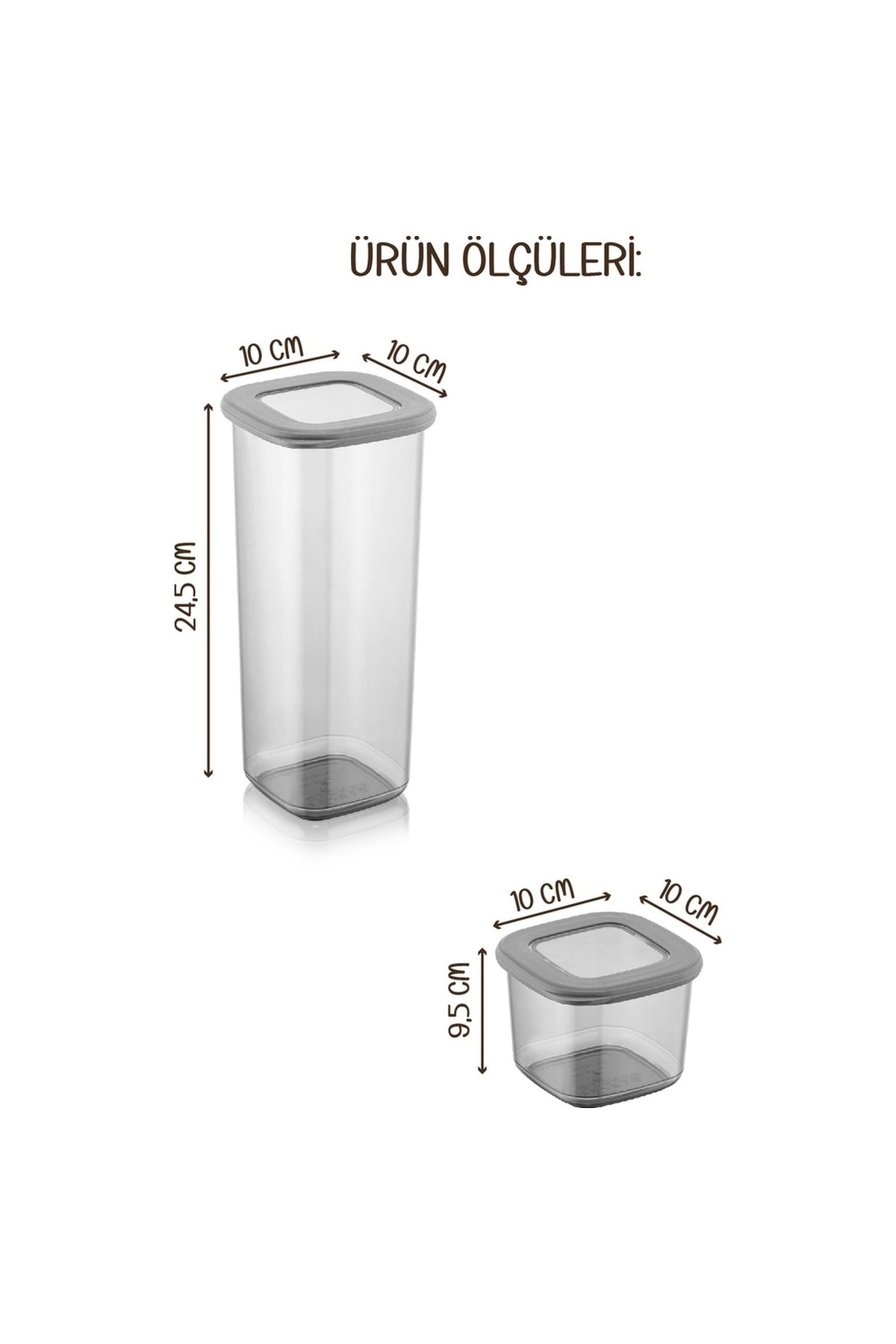Renkli Etiketli 20li Foly Kare Erzak Saklama Kabı 10x(0,55 Litre, 1,75 Litre) Antrasit