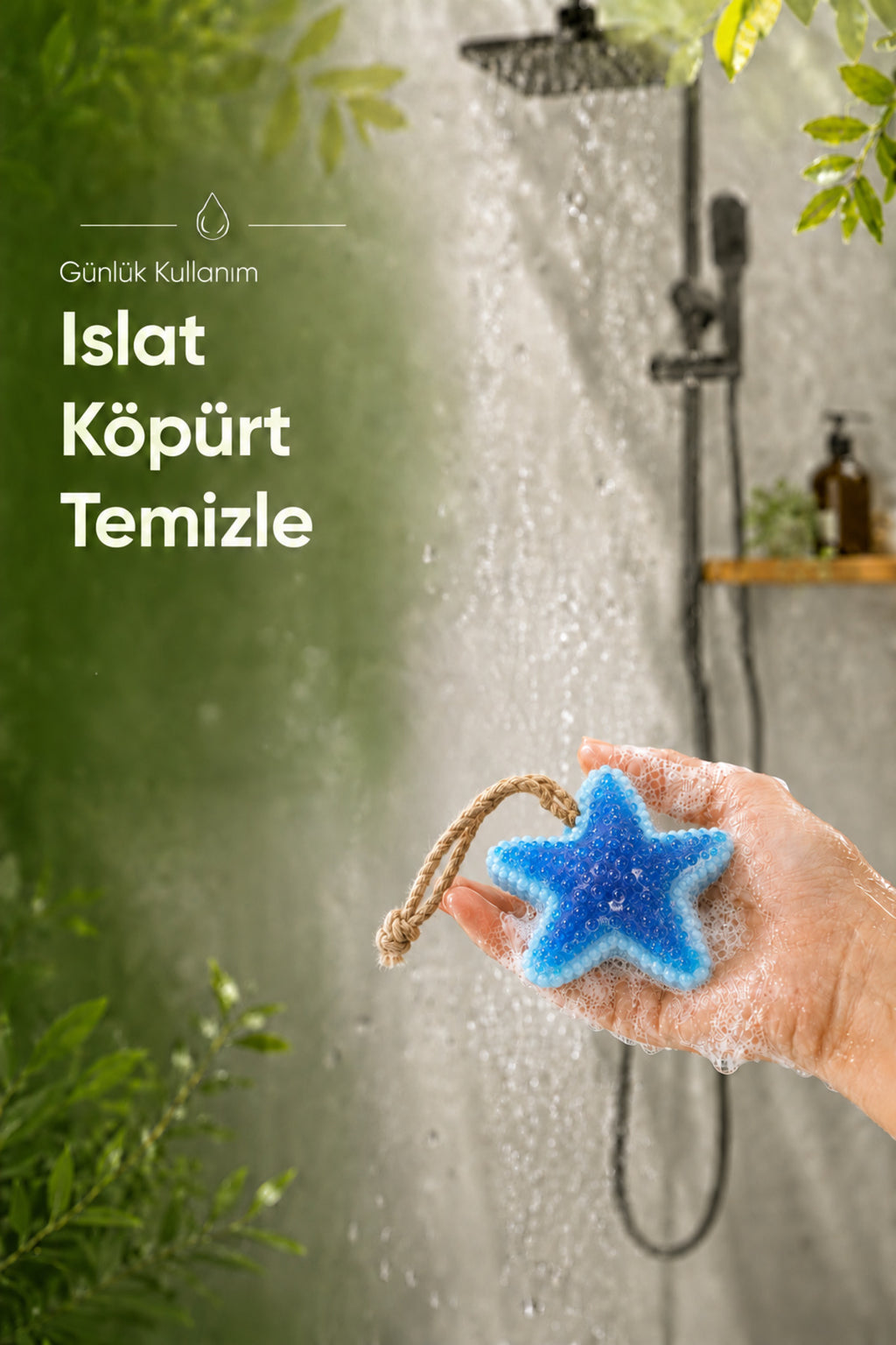 Mavi Deniz Yıldızı Şekilli Katı Sabun 12,5x12,5 cm Asılabilir Dekoratif Banyo El Sabunu