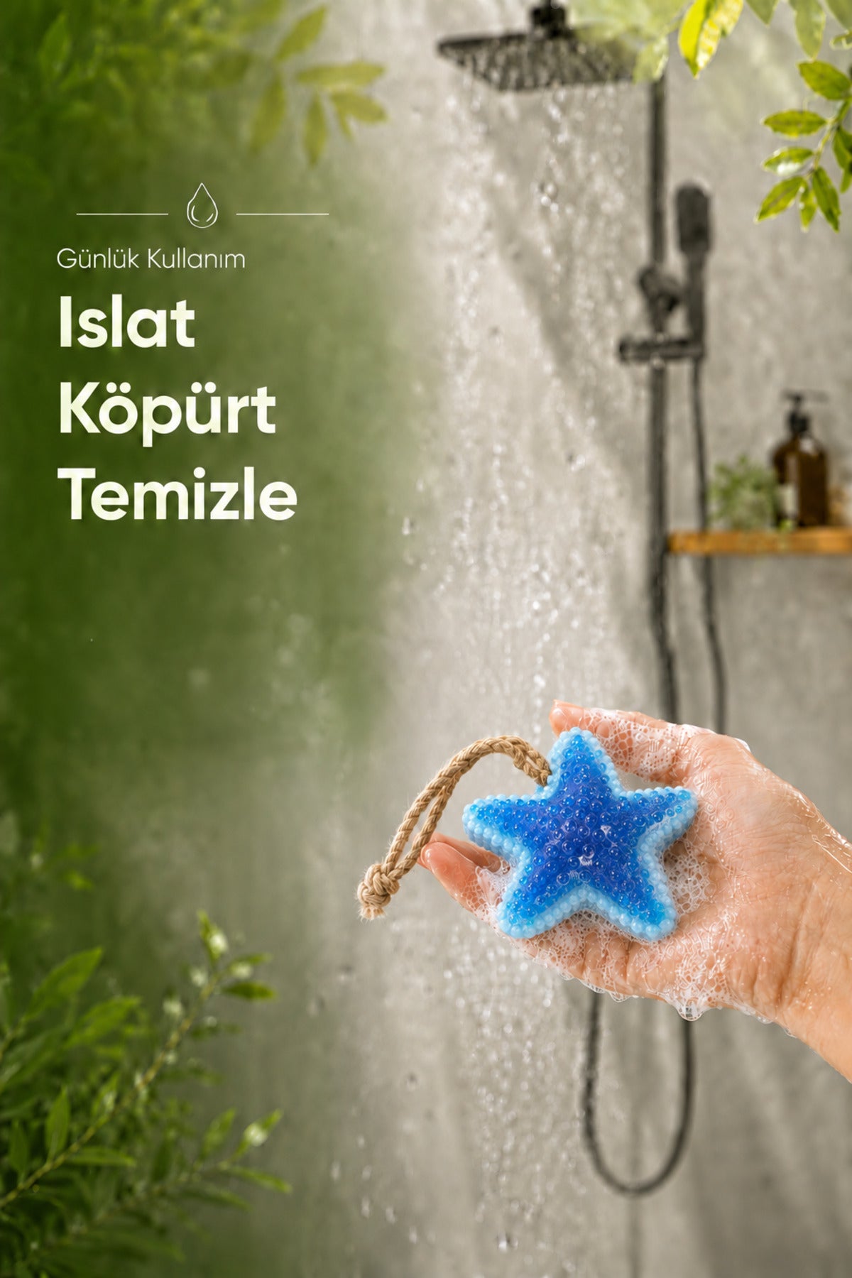 Mavi Deniz Yıldızı Şekilli Katı Sabun 12,5x12,5 cm Asılabilir Dekoratif Banyo El Sabunu