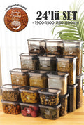 24lü Peggy Dikdörtgen Saklama Kabı Seti 6x( 1900ml, 1500ml, 1150ml, 800ml ) Etiketli