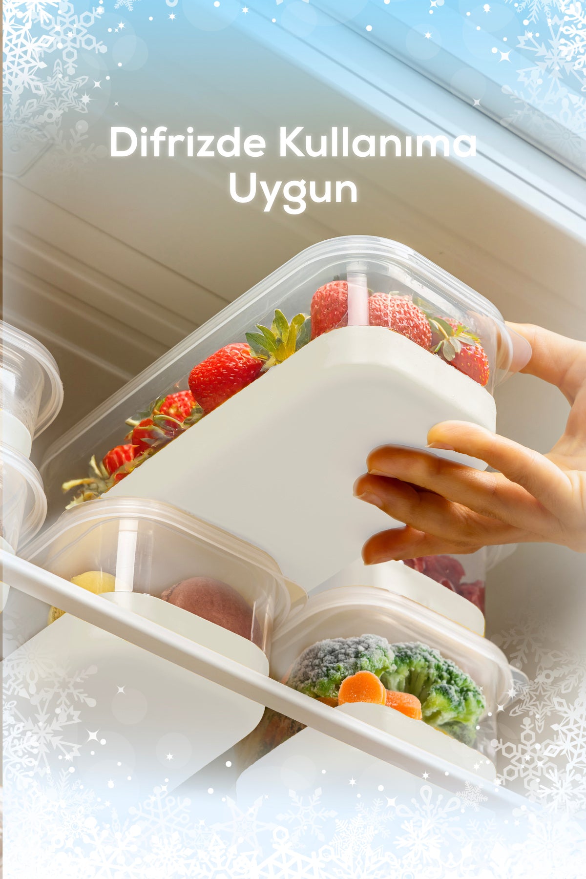 14'lü Set Yumuşak Tabanlı Difriz Saklama Kabı - Derin Dondurucu Gri