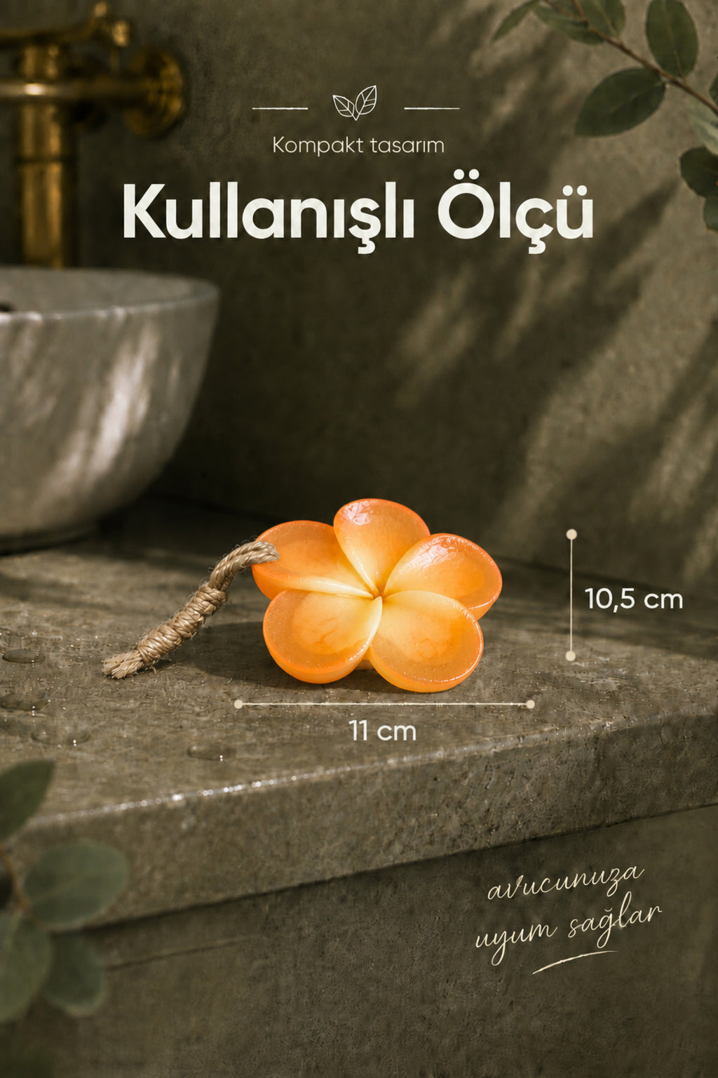 Turuncu Hint Yasemini Şekilli Katı Sabun 10,5x11 cm Asılabilir Dekoratif Banyo El Sabunu