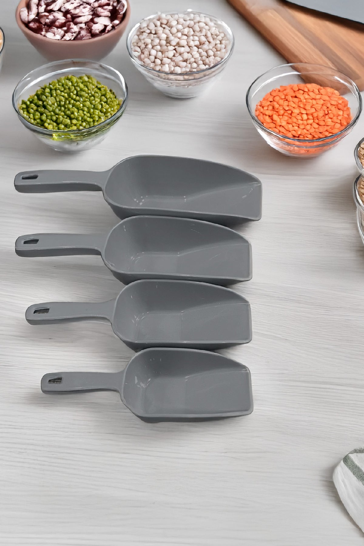 8'li Set Plastik Erzak Kürek Seti Gri