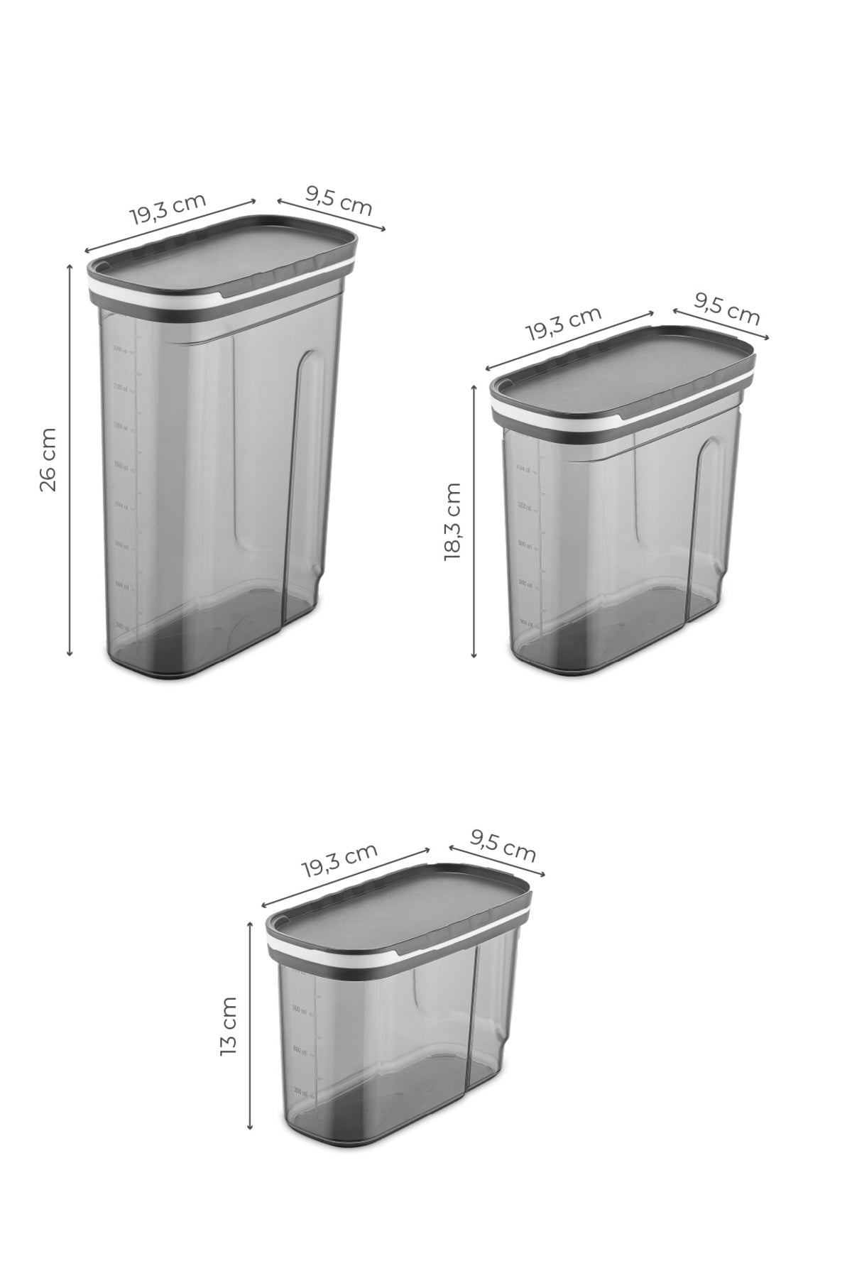 Foly 12li Sürgülü Kapaklı Erzak Kabı 4x(2.7 Litre, 1.8 Litre, 1.25 Litre)