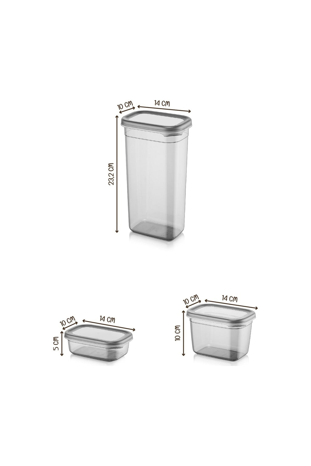 18li Peggy Dikdörtgen Saklama Kabı Seti 6x( 1900ml, 800ml, 400ml ) Etiketli