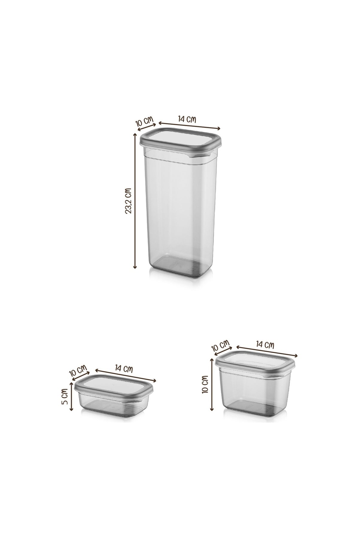 18li Peggy Dikdörtgen Saklama Kabı Seti 6x( 1900ml, 800ml, 400ml ) Etiketli