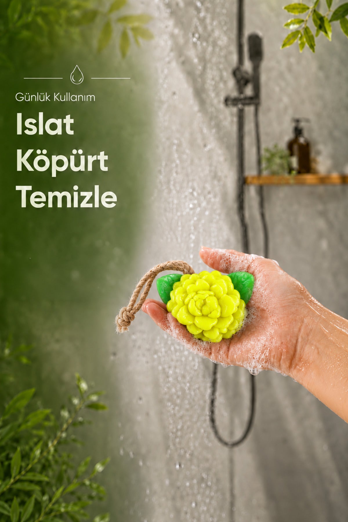 Sarı Yasemin Şekilli Katı Sabun 10,5x9,5 cm Asılabilir Dekoratif Banyo El Sabun