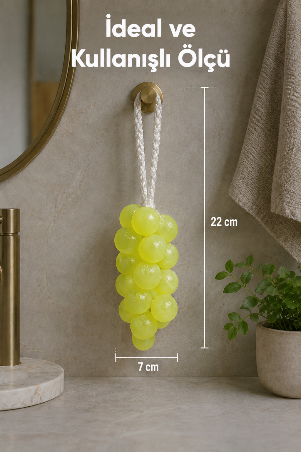Yeşil Salkım Üzüm Şekilli Katı Sabun 7x22 cm Asılabilir Dekoratif Banyo El Sabunu