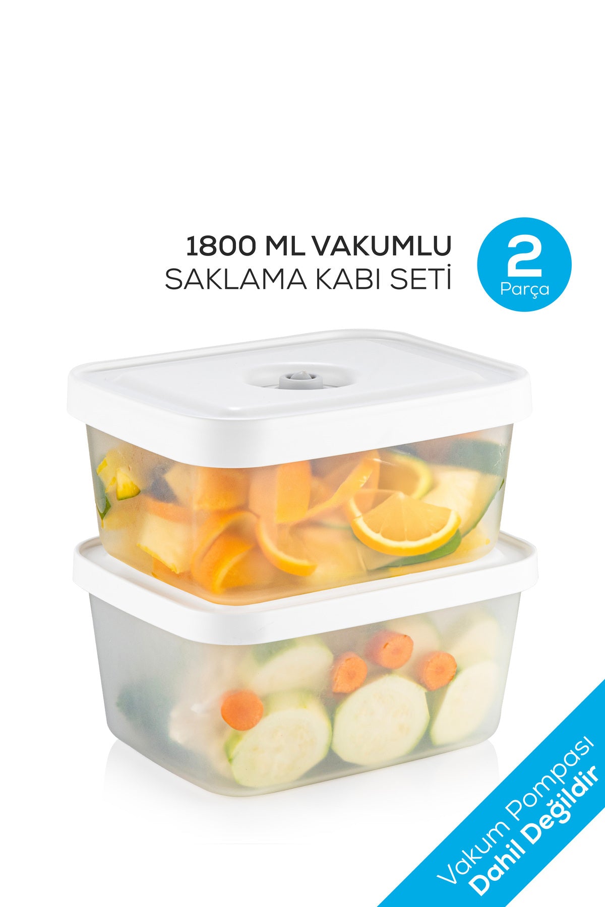 Vacuumfresh 2'li 1800 ml Vakumlu Gıda Saklama Kabı Seti