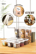 Renkli Etiketli 15li Foly Kare Erzak Saklama Kabı 9x(0,55 Litre) 6x(1,75 Litre) Beyaz