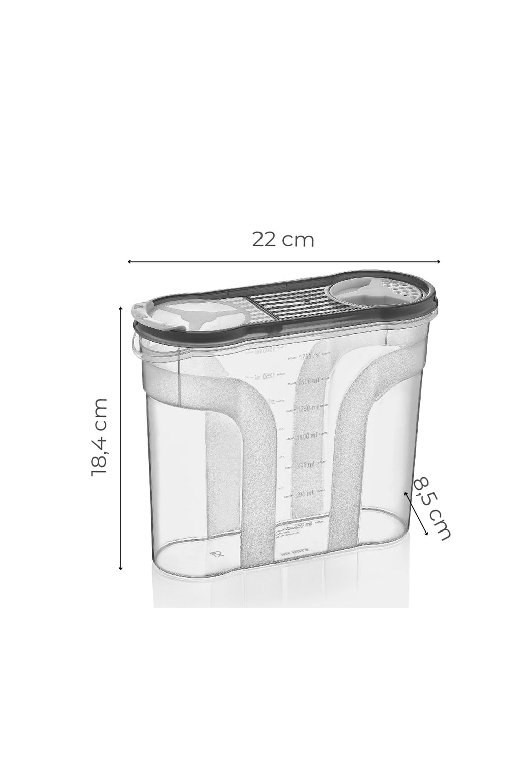 Etiketli 6lı Erzak Kabı Set 2150 ml Antrasit