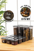 Serigrafi Etiketli 15li Foly Kare Erzak Saklama Kabı 9x(0,55 Litre) 6x(1,75 Litre) Antrasit
