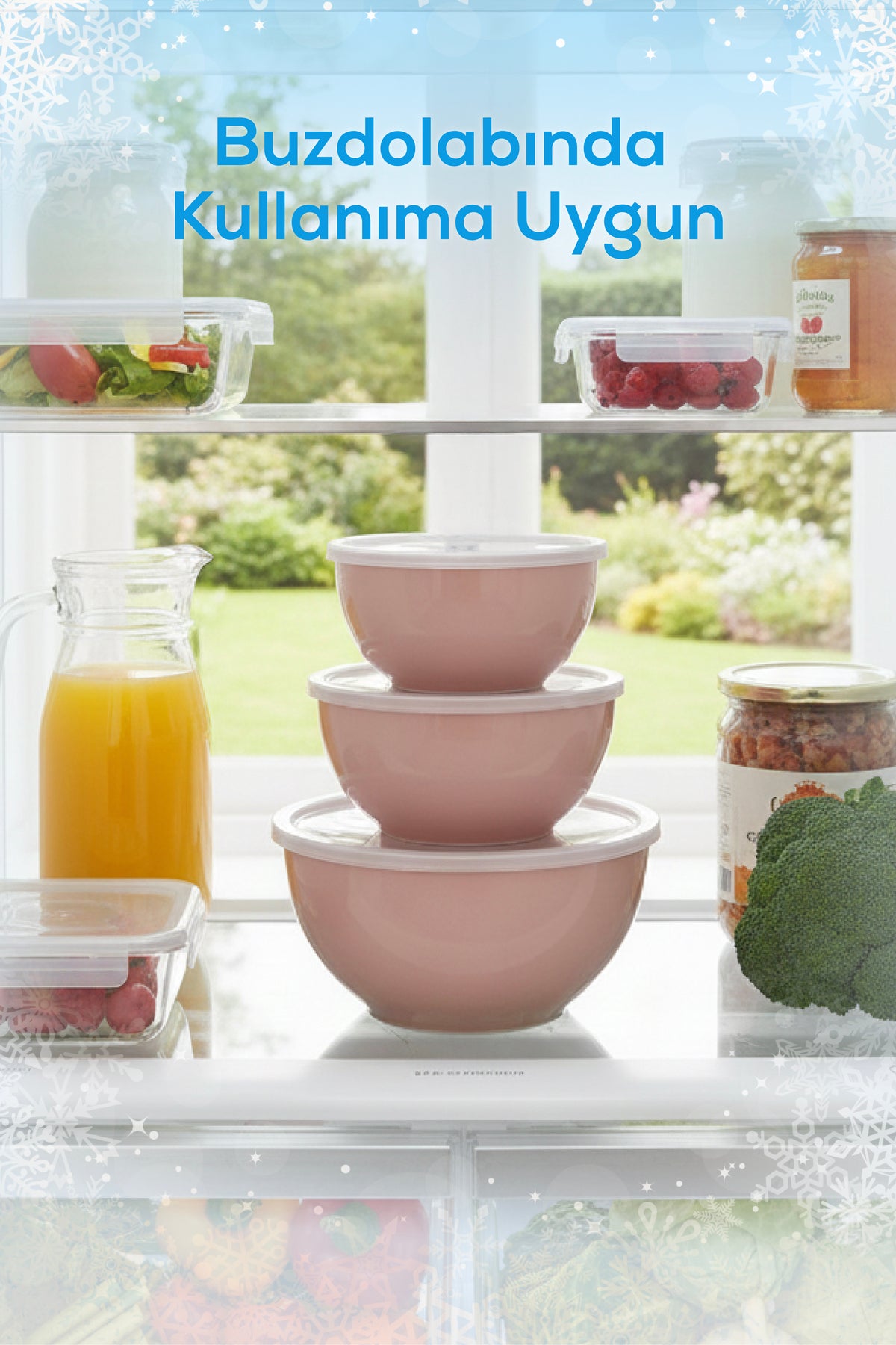 8'li Yuvarlak Kase Seti Pembe | 1l, 1.5l, 2.3l, 3.3l | Kapaklı Çok Amaçlı Mutfak Saklama Kabı