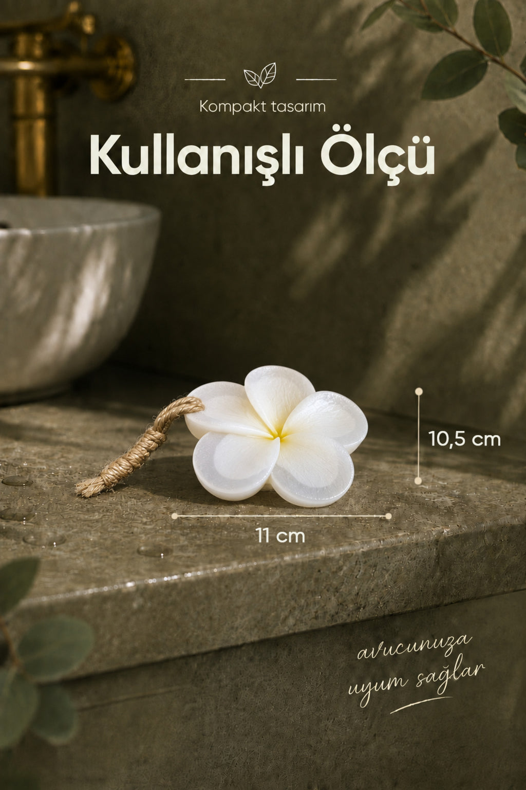 Beyaz Hint Yasemini Şekilli Katı Sabun 10,5x11 cm Asılabilir Dekoratif Banyo El Sabunu