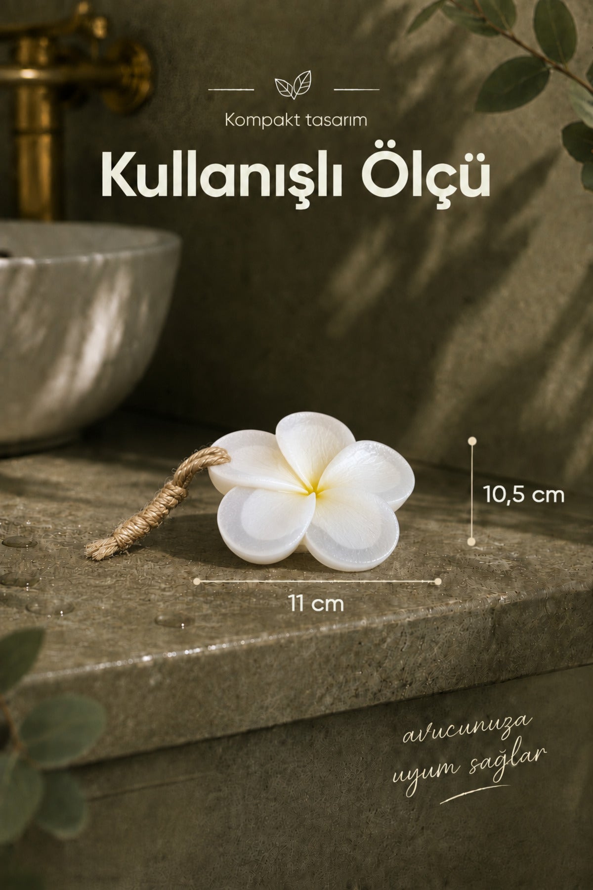 Beyaz Hint Yasemini Şekilli Katı Sabun 10,5x11 cm Asılabilir Dekoratif Banyo El Sabunu