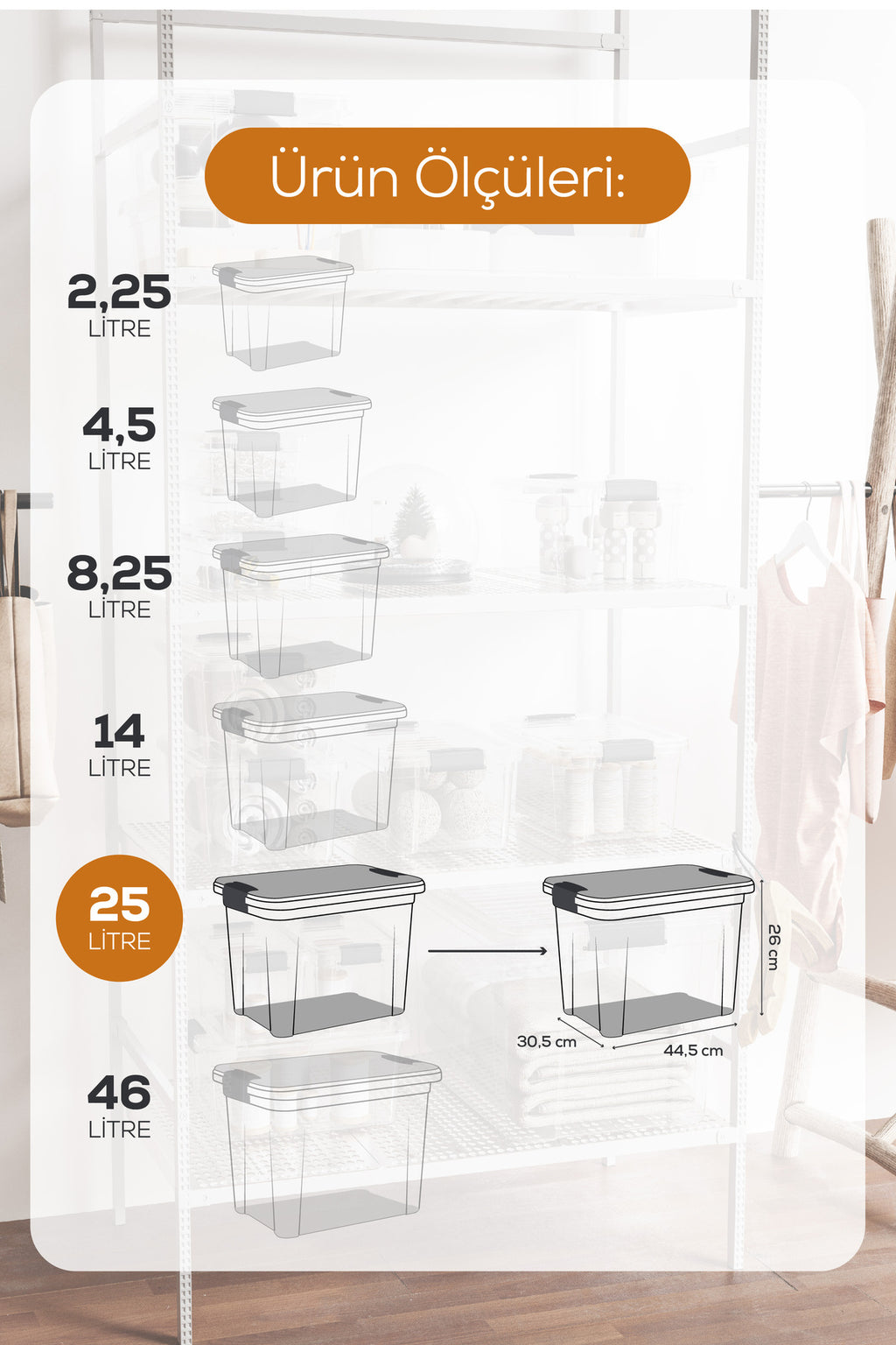 3'lü 25 Litre Kilitli Kapaklı Saklama ve Erzak Kutusu 33125