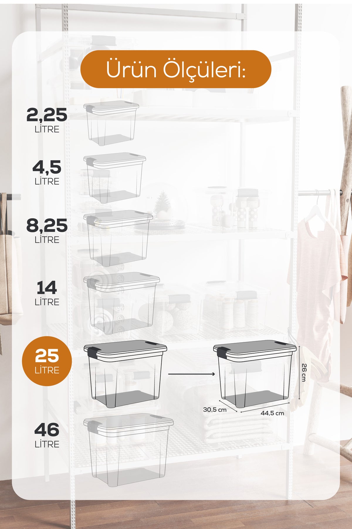 3'lü 25 Litre Kilitli Kapaklı Saklama ve Erzak Kutusu 33125