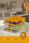 9'lu Buzdolabı Dondurucu Organizer Ve Saklama Kabı Turuncu 6x(350ML) 2x(1,65LT) 1x(3,5LT)